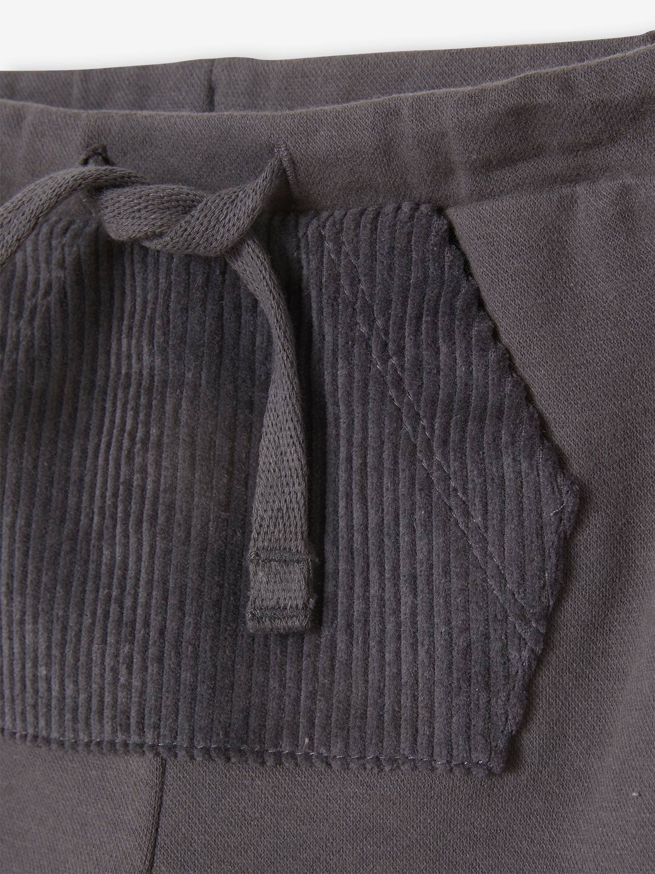 Pantalon en molleton bébé poche en velours anthracite