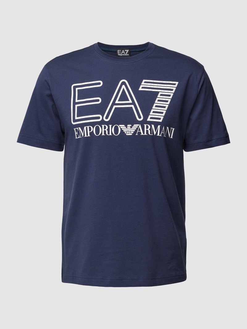 T-Shirt mit Label-Print in marineblau