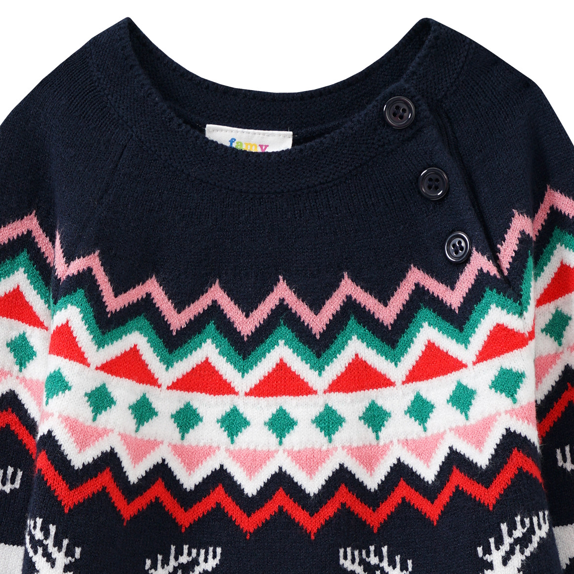 Mädchen Weihnachtskleid im Norweger-Look dunkelblau / rot / weiss
