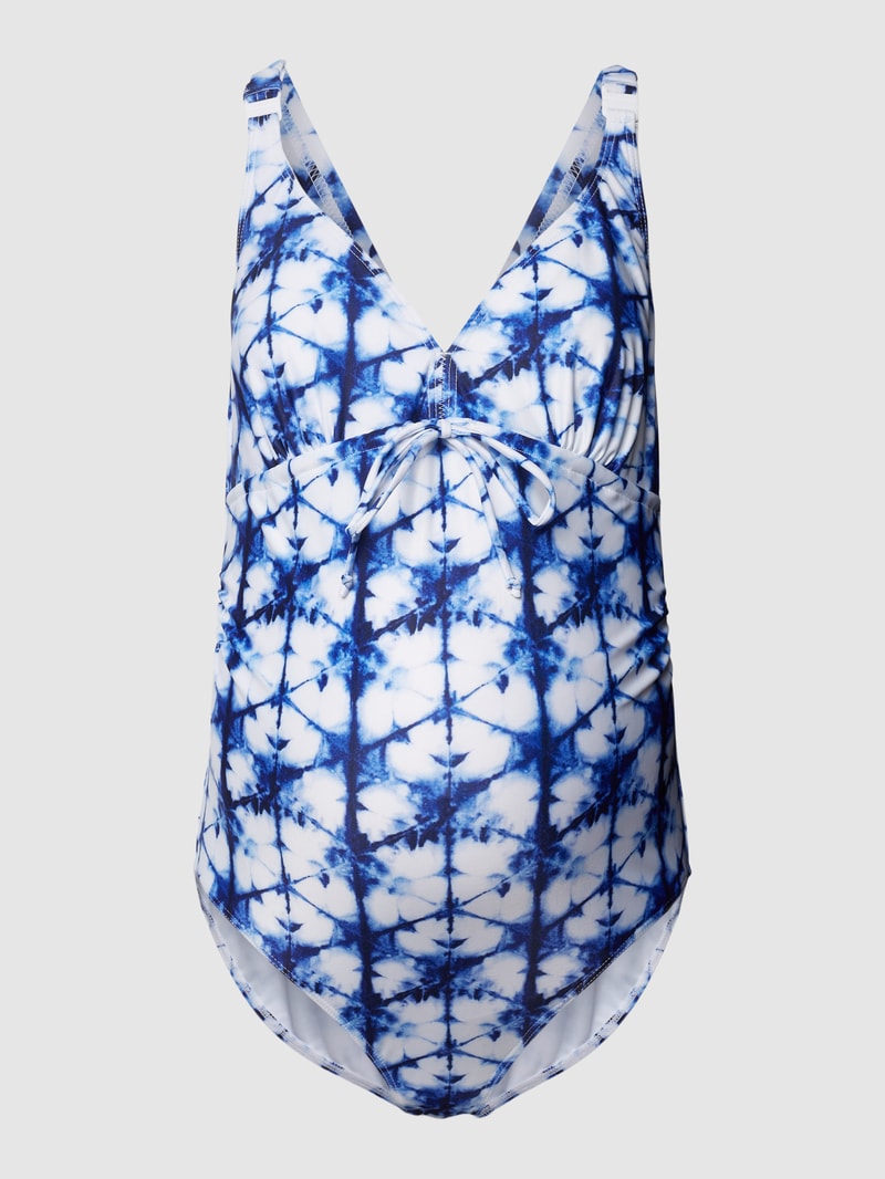 Umstands-Badeanzug mit Allover-Muster Modell 'Siga' in blau