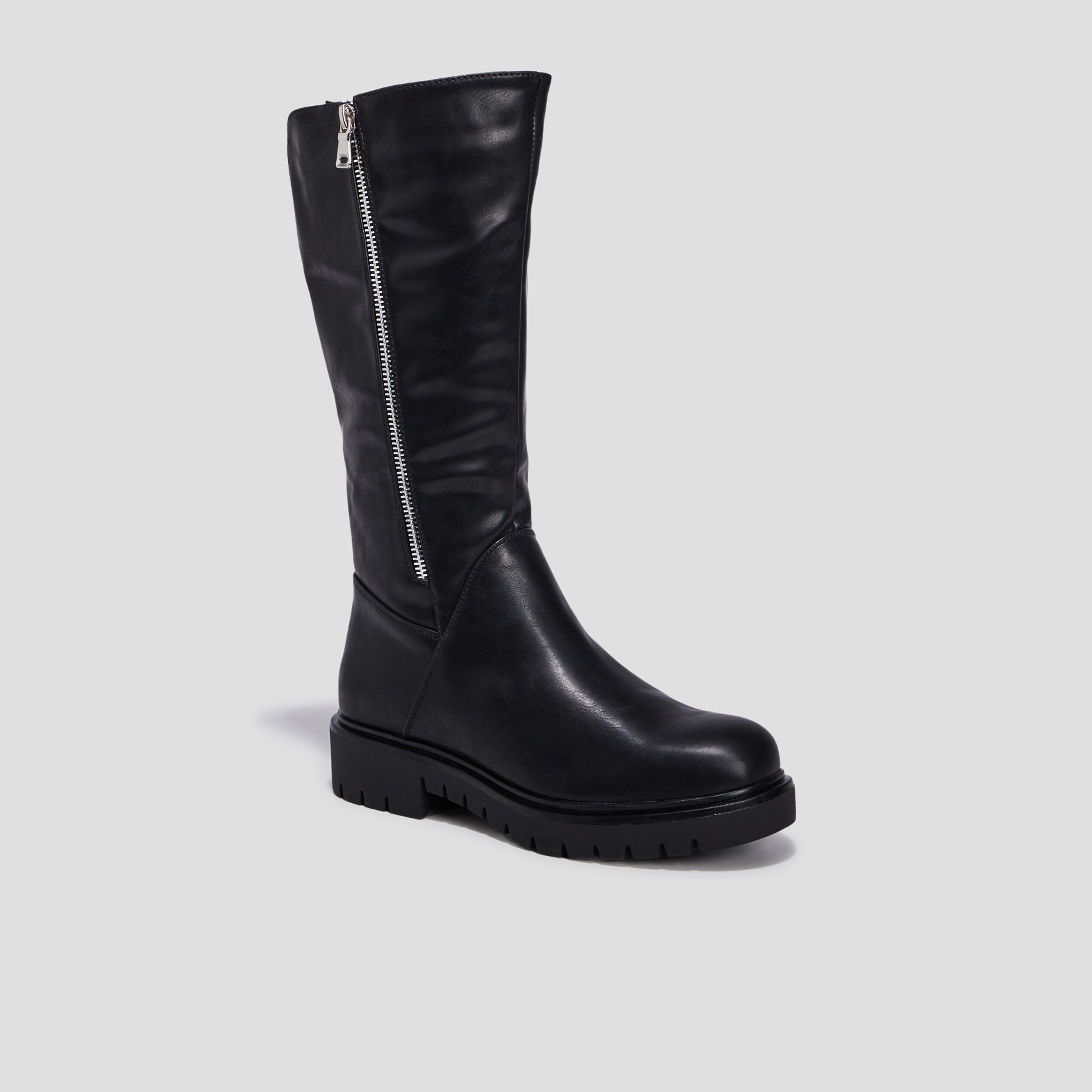 Bottes crantées zippées noir fille | La Halle