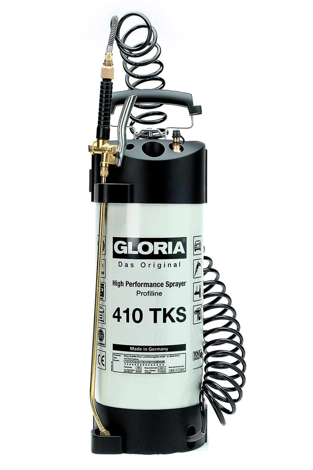 Gloria 000416.0000 410 TKS Profiline Drukspuit 10l avec compresseuraansluiting incl. Argot en spirale de 5 mètres