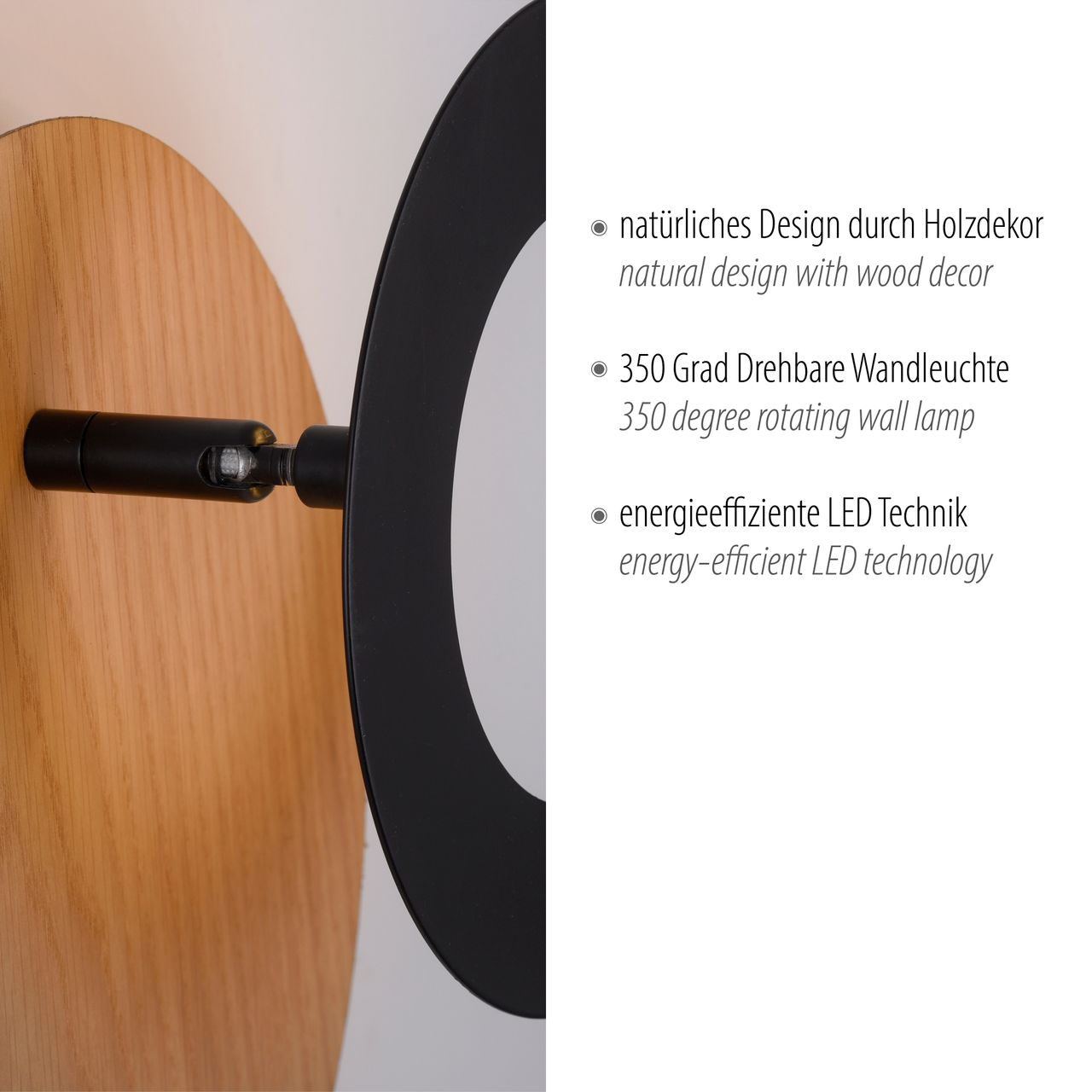 Paul Neuhaus LED Wandleuchte, 1x LED-Board/6,00Watt, 3000 Kelvin, Holz-natur
