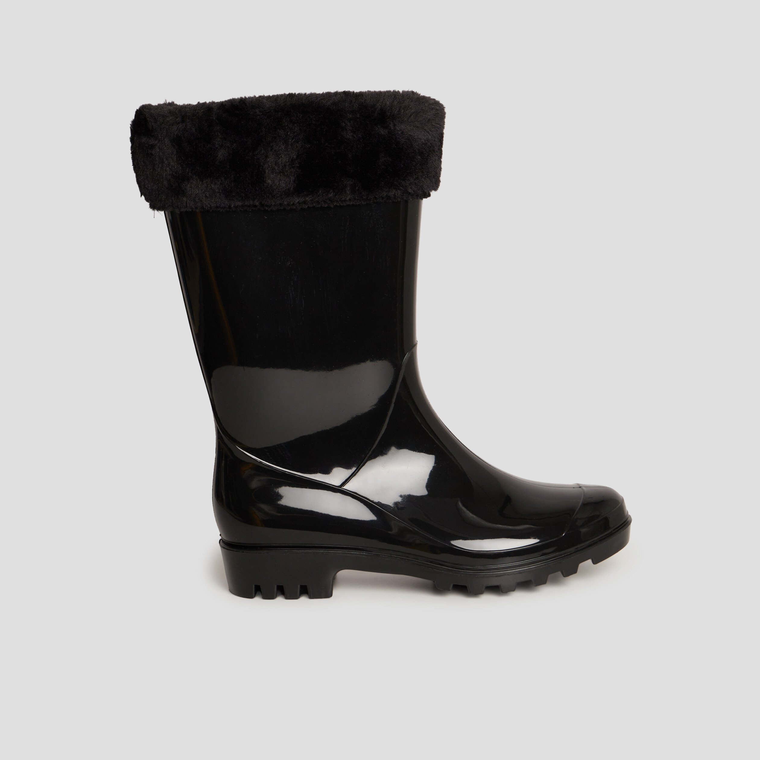 Bottes de pluie fourrées noir femme | La Halle