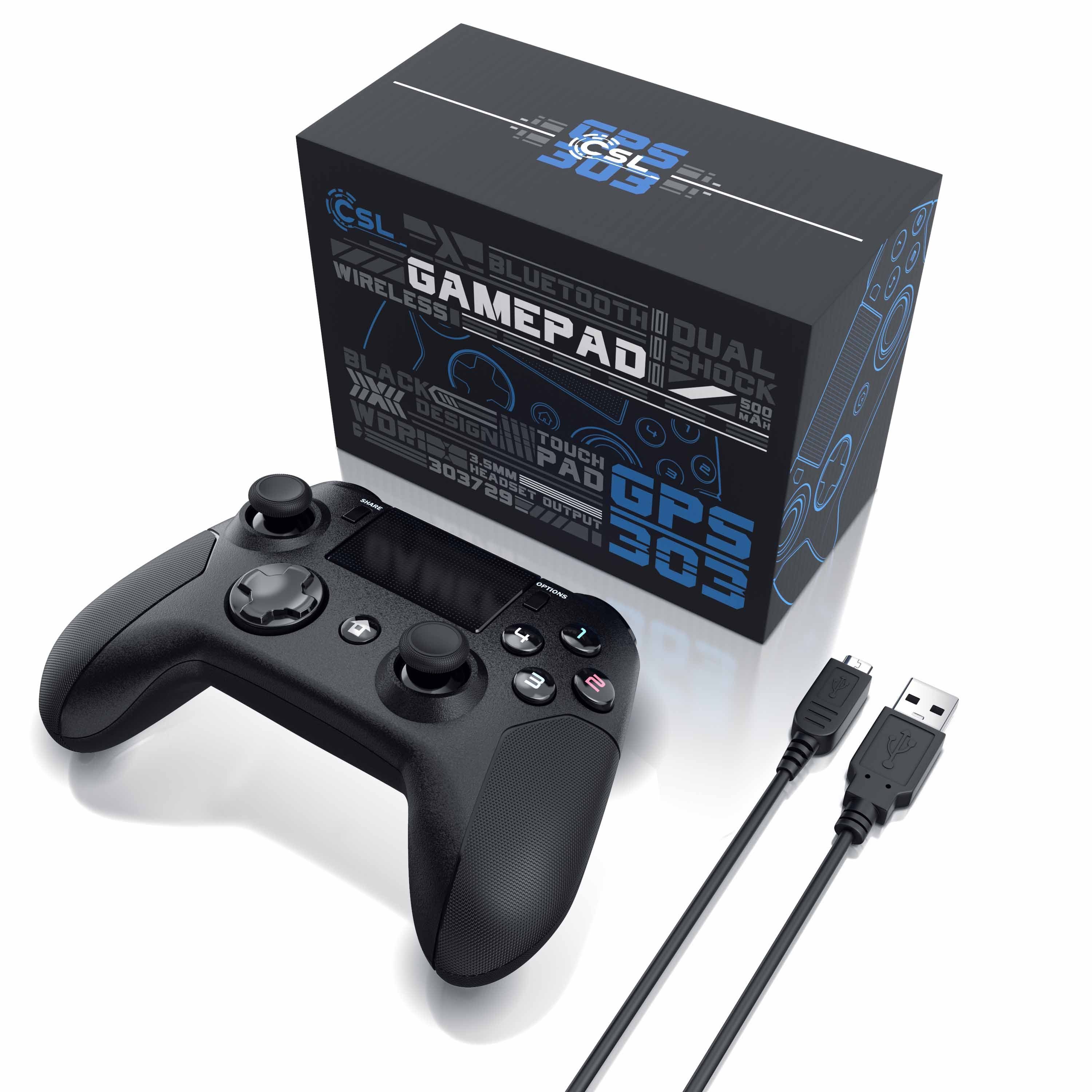 CSL PlayStation 4-Controller (1 St., Bluetooth Gamepad für PS4, Dual Vibration, Touchpad, 3,5mm, Gyrosensor)