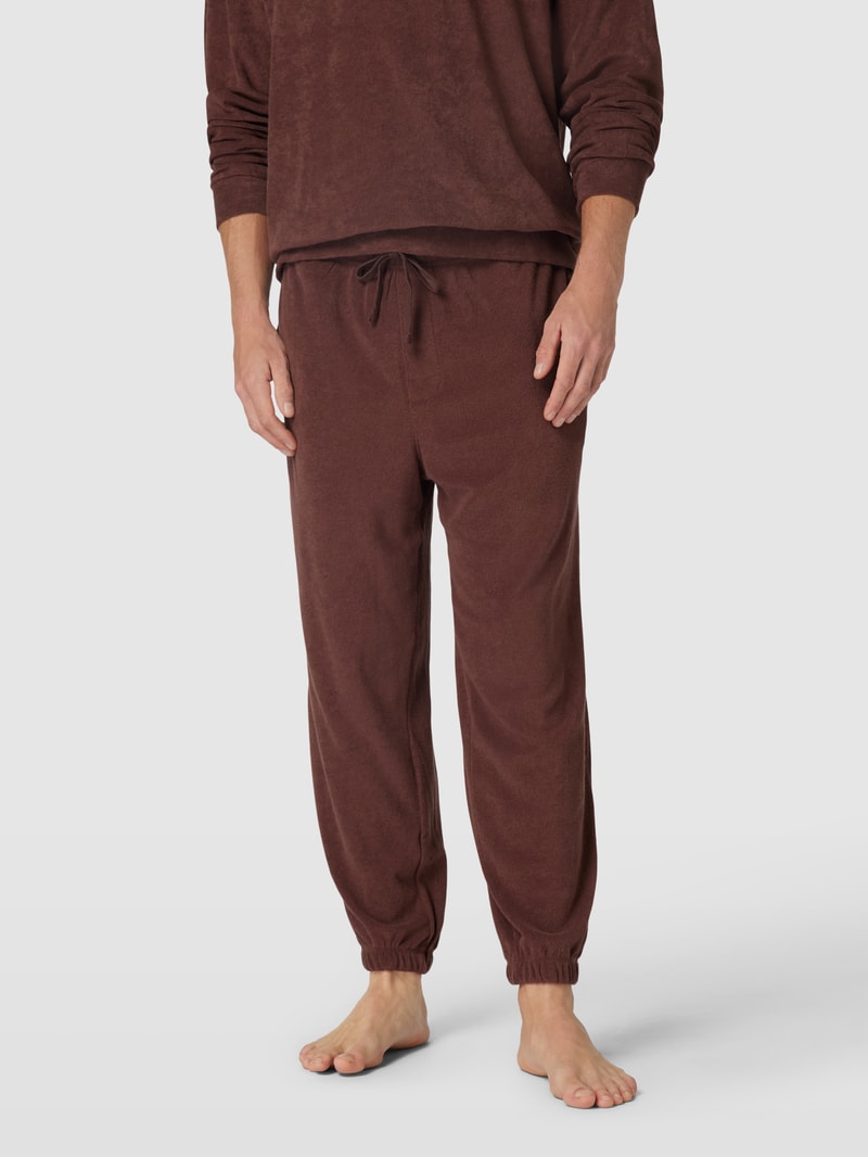 Sweatpants aus Frottee Modell 'COZY LOUNGE' in mittelbraun