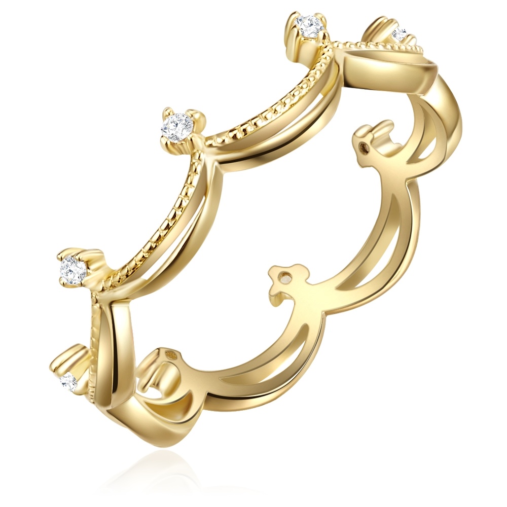 Glanzstücke München Bague en argent Couronne Argent sterling Oxyde de zirconium (CZ) en Or jaune Bague