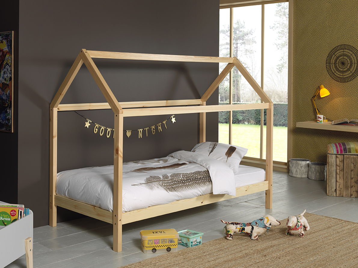 VIPACK Dallas 2 Hausbett 90 x 200 cm Liegefläche, Natur