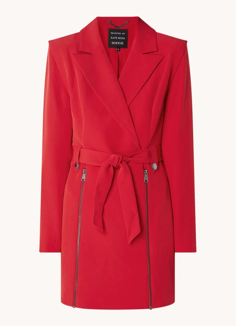 NIKKIE Africa blazer dress with tie belt and shoulder pads