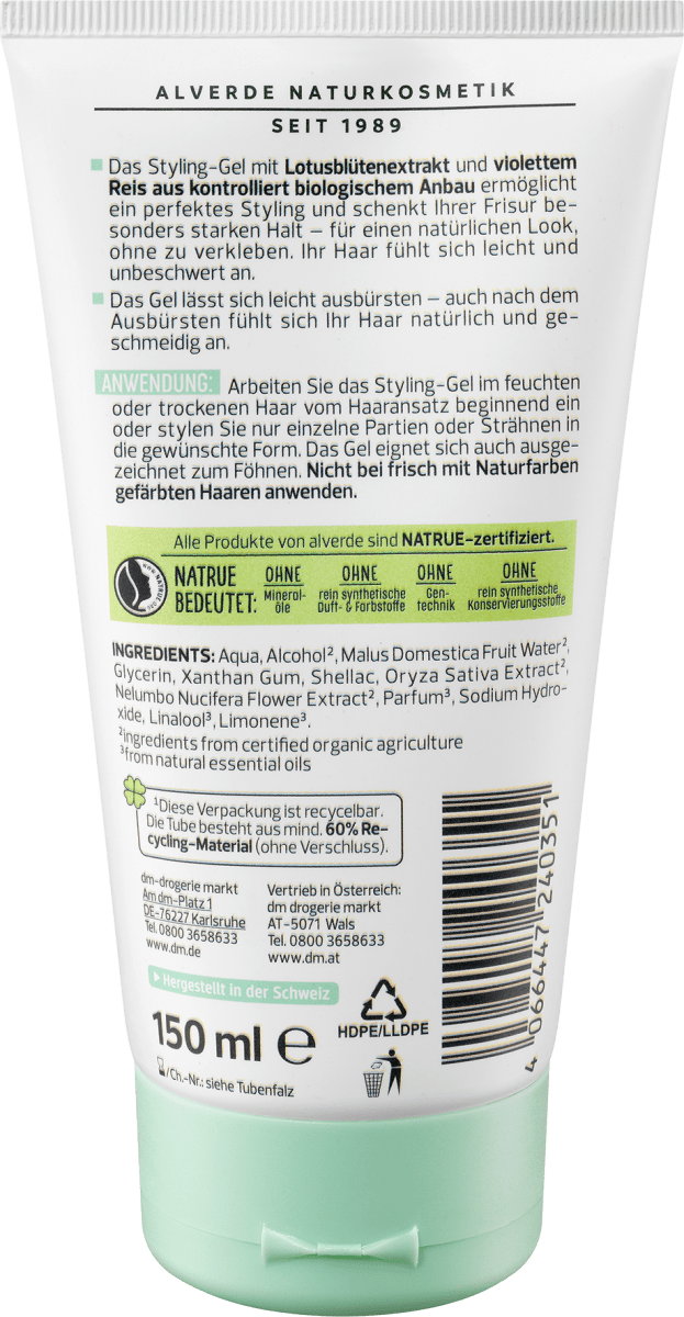 Haargel Lotusblüte & violetter Reis, Halt 4, 150 ml