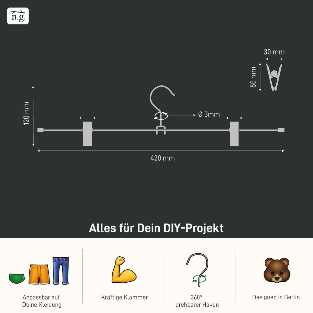 Natural Goods Berlin Kleiderbügel GARD Hosenbügel, (3er-Set, 3-tlg)