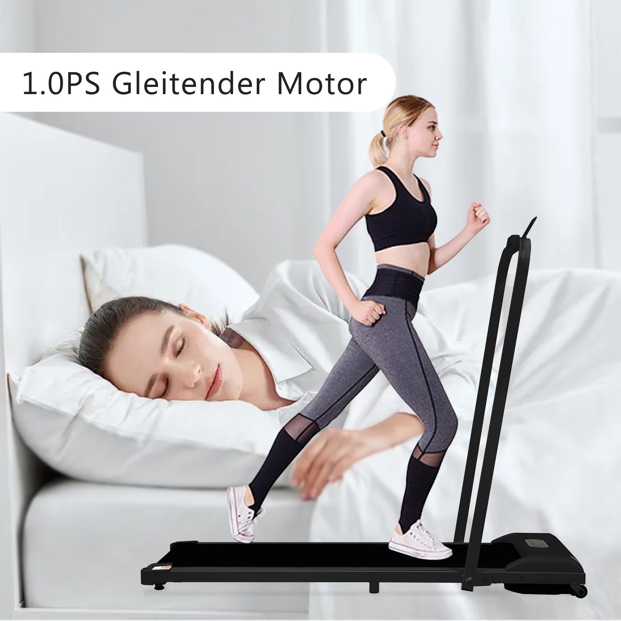 Merax Laufband elektrisch, Underdesk Treadmill, Walking Jogging Pad, Klappbar 1-6 km/h mit Fernbedienung, Bluetooth, LED-Display