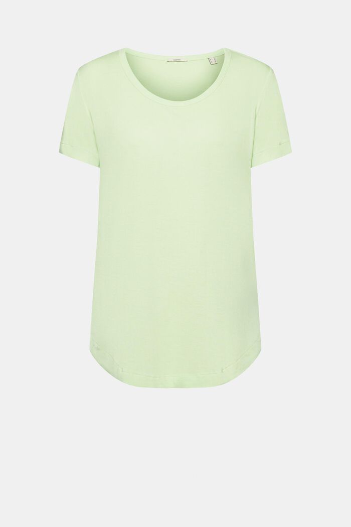 Viskose-T-Shirt mit weitem, rundem Ausschnitt