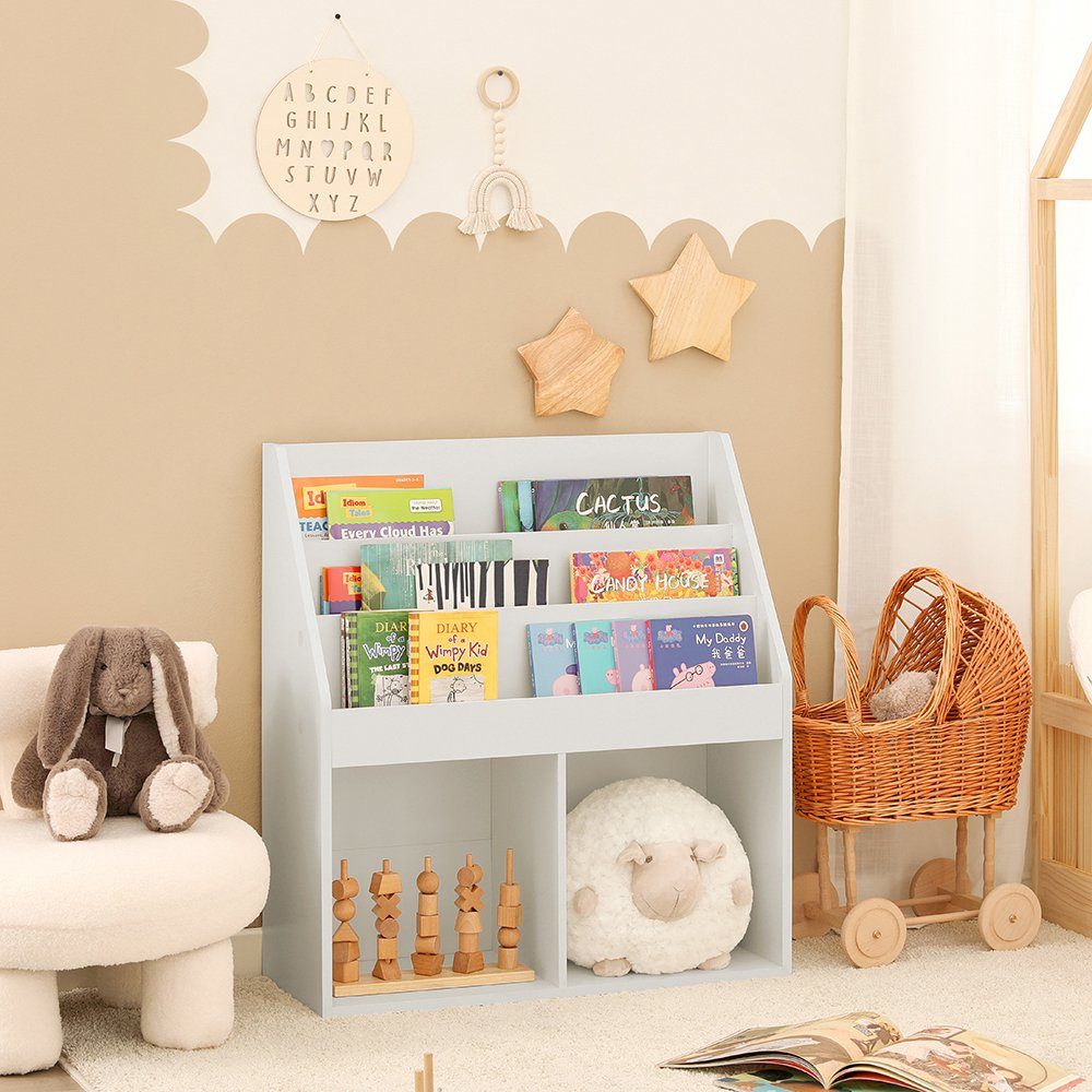 SoBuy Bücherregal KMB01, Kinderregal mit 3 Ablagefächern und 2 offenen Fächern