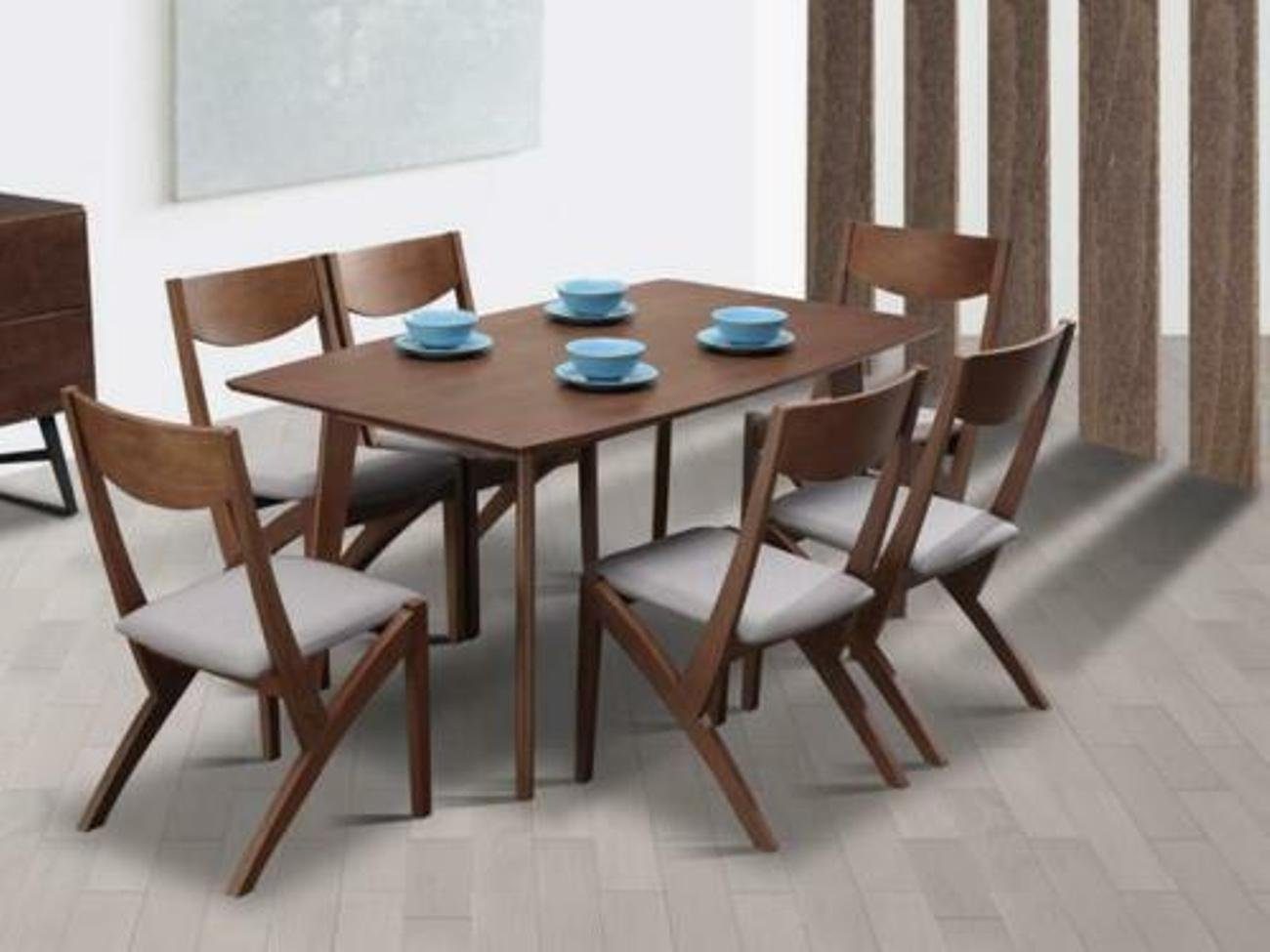JVmoebel Esszimmer-Set, Ess Tisch + 4 Stühle Konferenz Tische Büro Holz Stuhl Set 150x85cm
