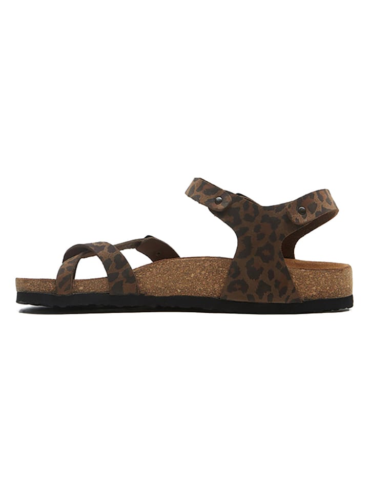 Comfortfusse Leder-Zehensandalen in Braun/ Schwarz günstig kaufen