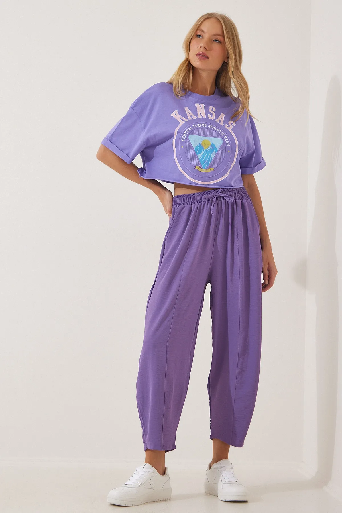 Happiness İstanbul  Lila Ayrobin Shalwar-Hose für Damen CI00036