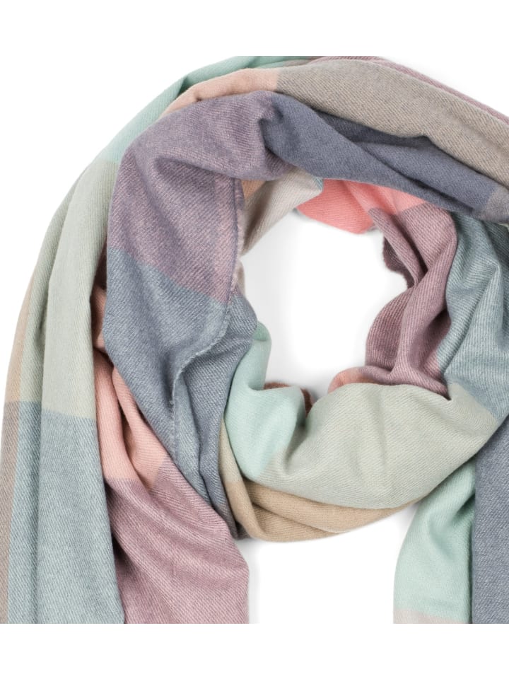 styleBREAKER Schal in Türkis-Grau-Rosa günstig kaufen onesize