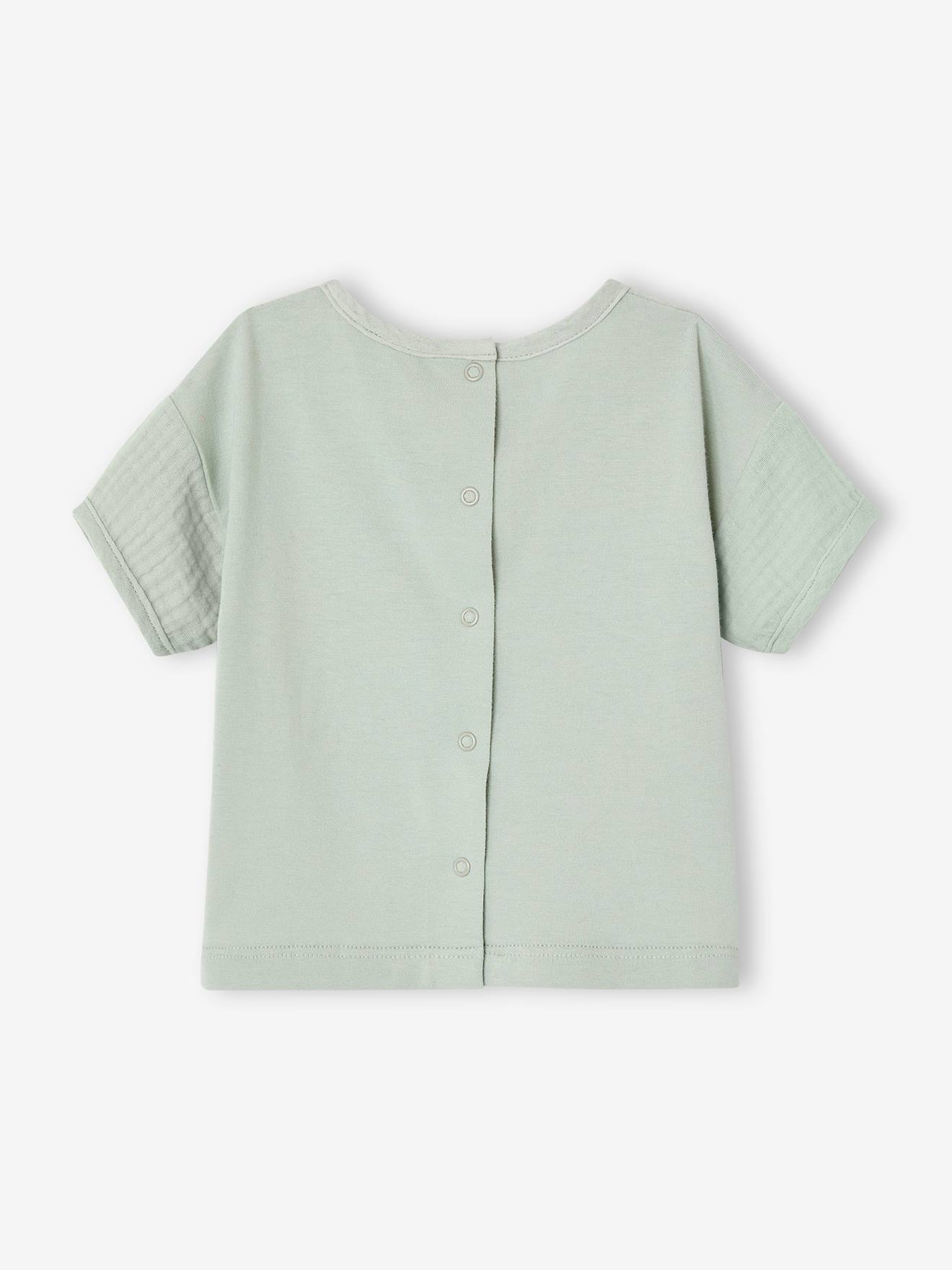 Vertbaudet Baby T-Shirt mit Materialmix - aqua