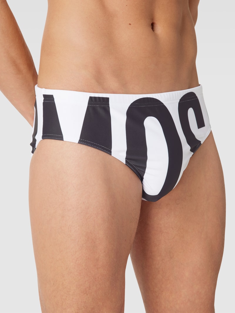 Badehose mit Logo-Print in weiß