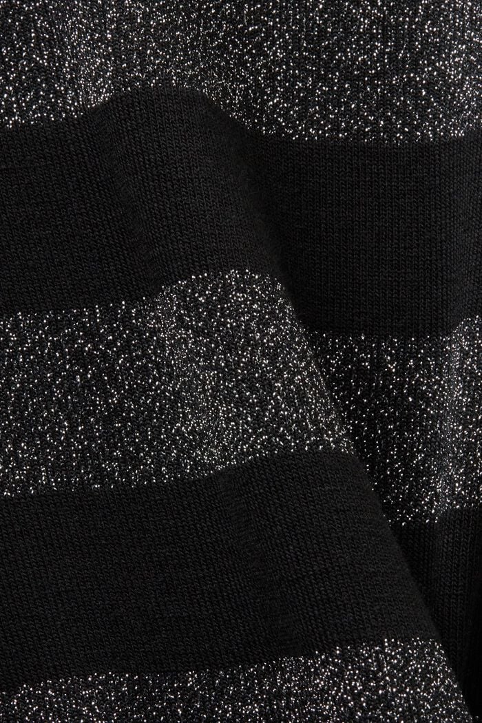 Gestreiftes Glitzer-T-Shirt mit Stehkragen