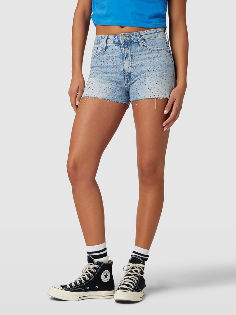 Jeansshorts mit Ziersteinbesatz in bleu