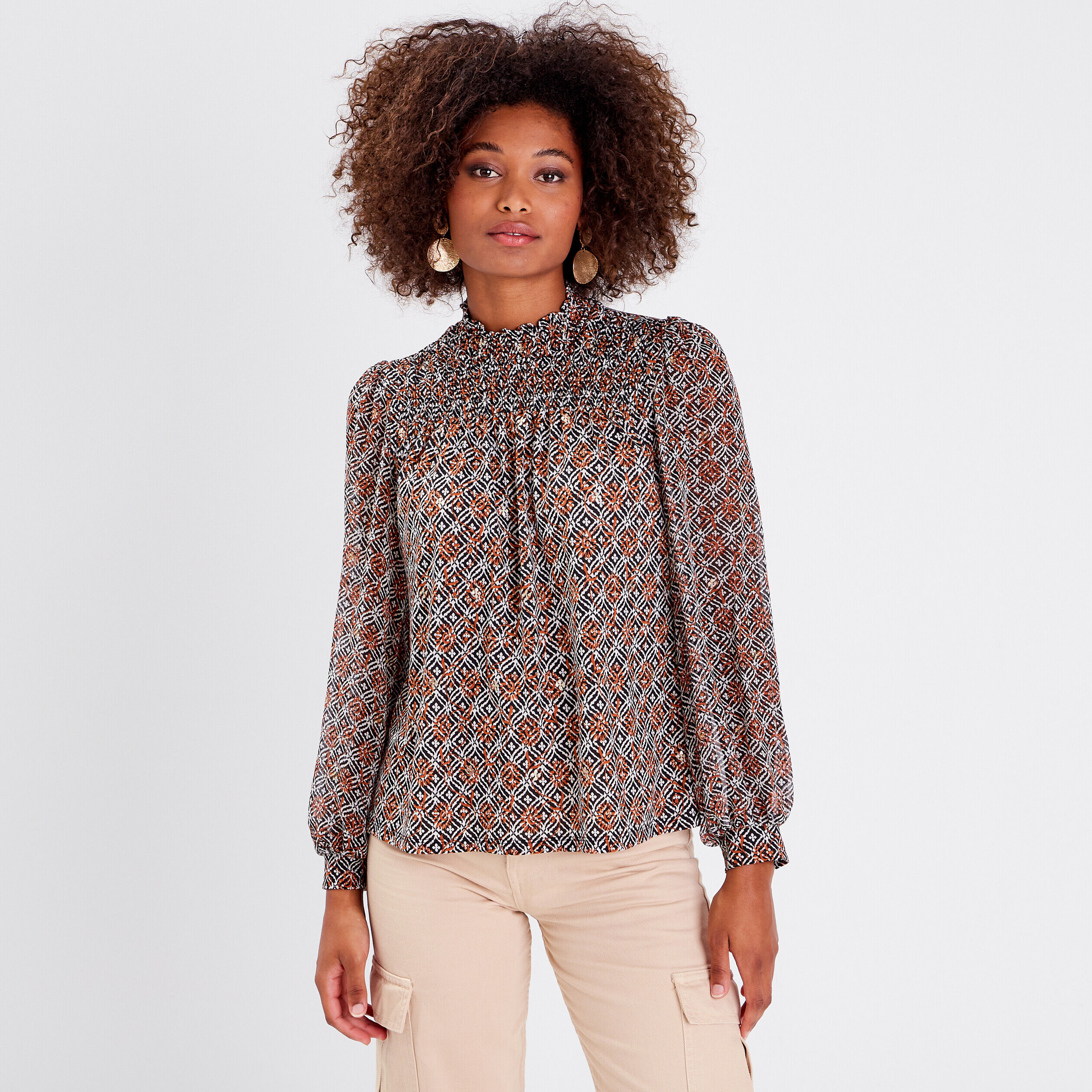 Blouse manches longues beige femme | Cache Cache