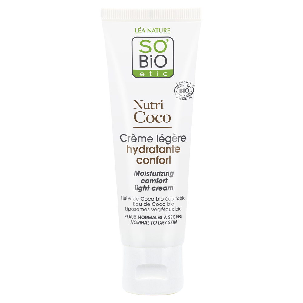 LÉA NATURE SO BiO étic Crème légère hydratante¹ confort, peauxnormales à sèches, Nutri Coco Crème légère