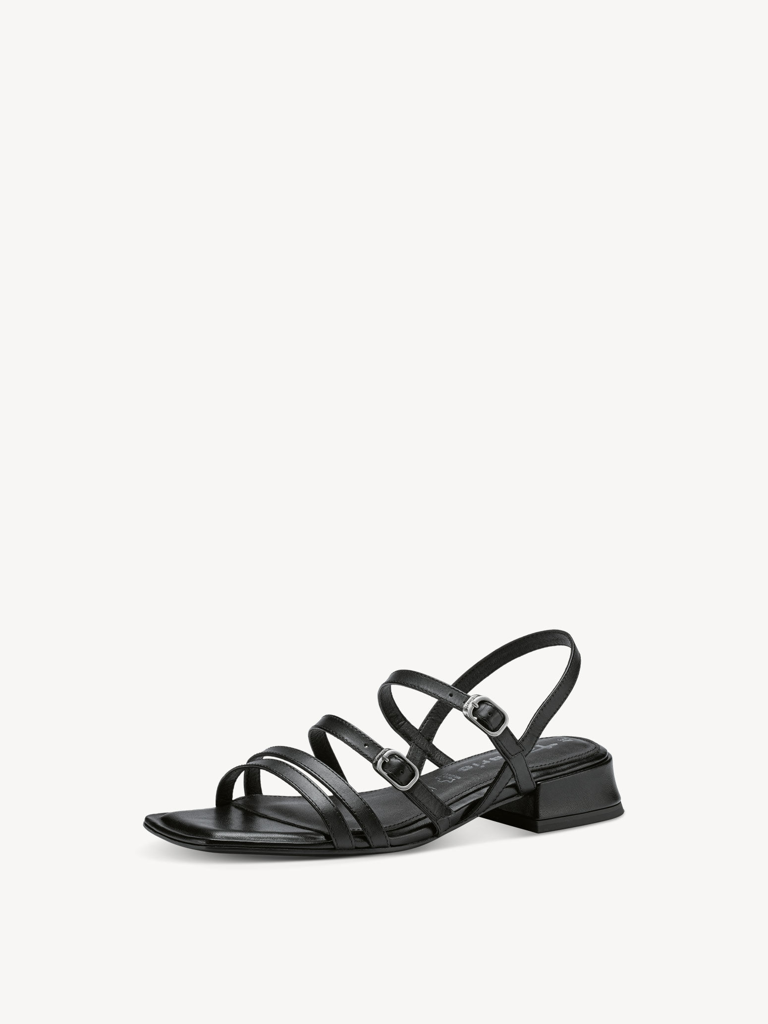 Sandale à talon en cuir - noir