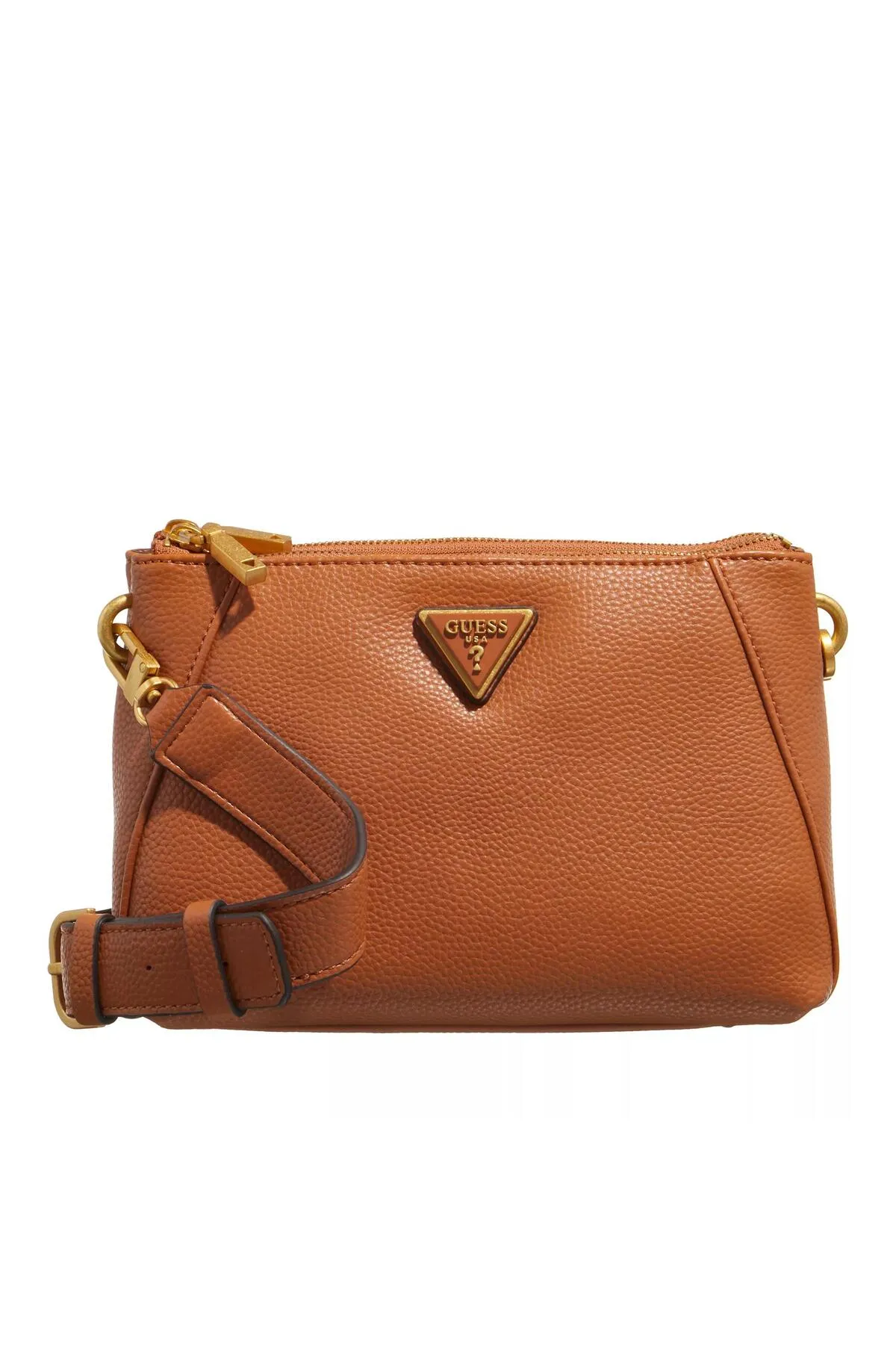 Guess  Laryn Umhängetasche mit Doppelreißverschluss Cognac