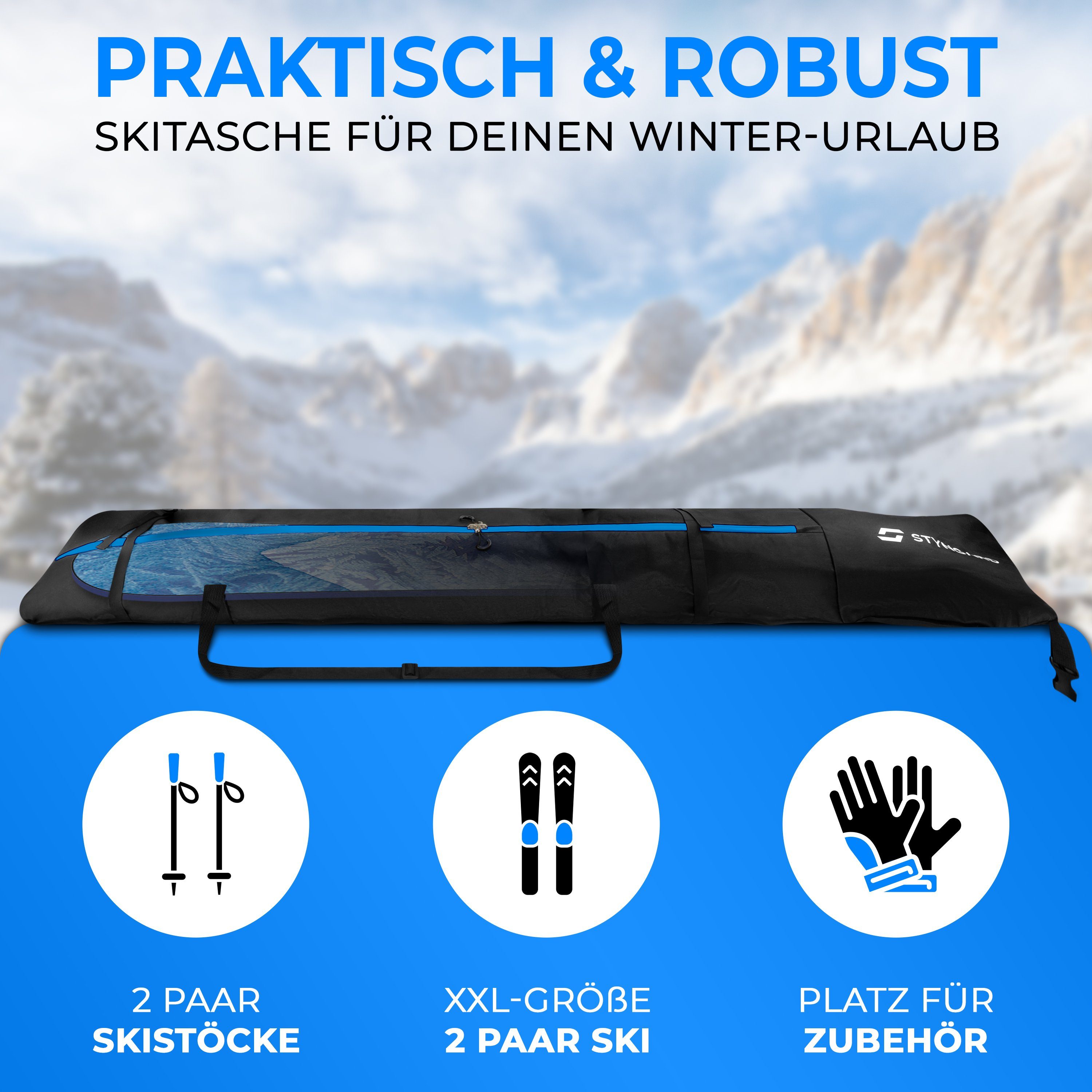 Styngard Sporttasche WHISTLER (Snowboardtasche mit Rolltop [140 cm bis 190 cm] Boardbag)