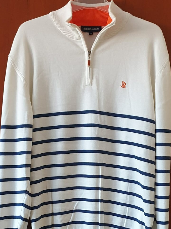 GIORGIO DI MARE Pullover in Weiß/ Blau günstig kaufen 2XL