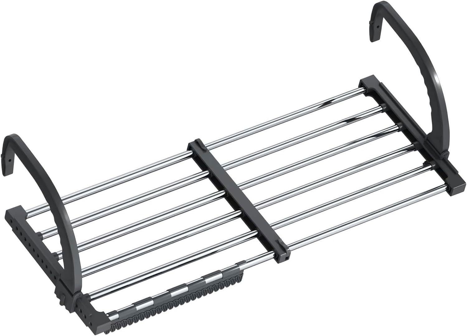 Sarfly Wäscheständer Heizkörper-Wäschetrockner, Balkonwäschetrockner, Wäschetrockner Wand, Edelstahl, Ausziehbar, Winddicht Sockenaufhänger