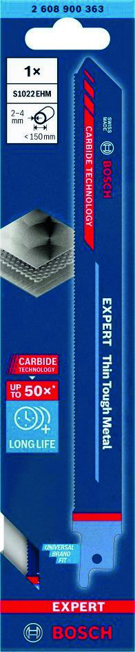 „Bosch Blue Accessories“ 2608900363 „Expert“ „Thin Tough Metal“ S 1022 EHM tiesinio pjūklo diskas (1 vnt.)