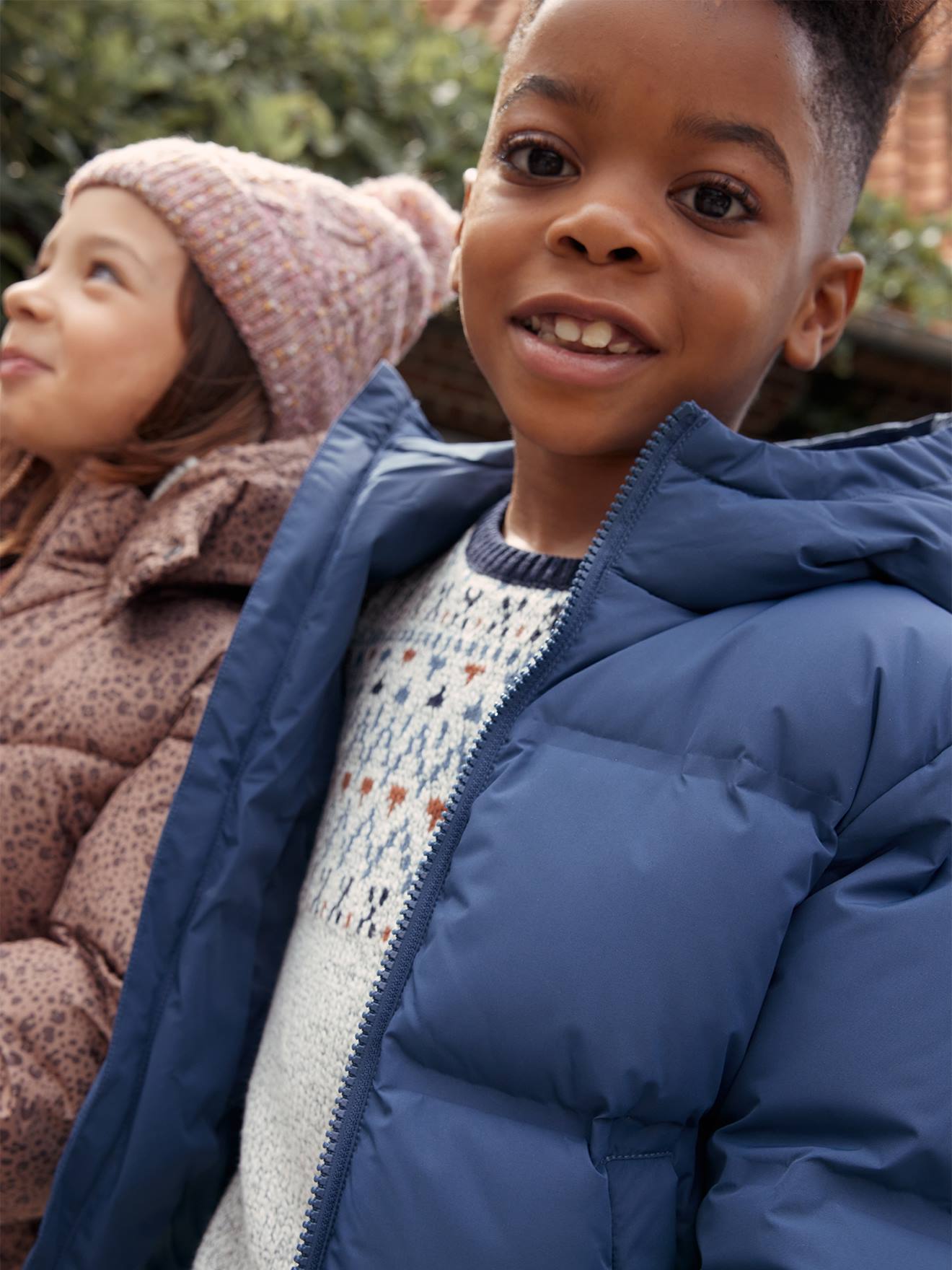 Vertbaudet Jungen Daunenjacke mit Kapuze - blau