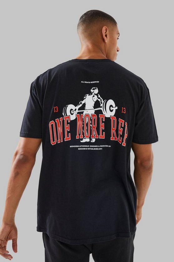 Oversize T-Shirt mit Man Active One More Rep Print