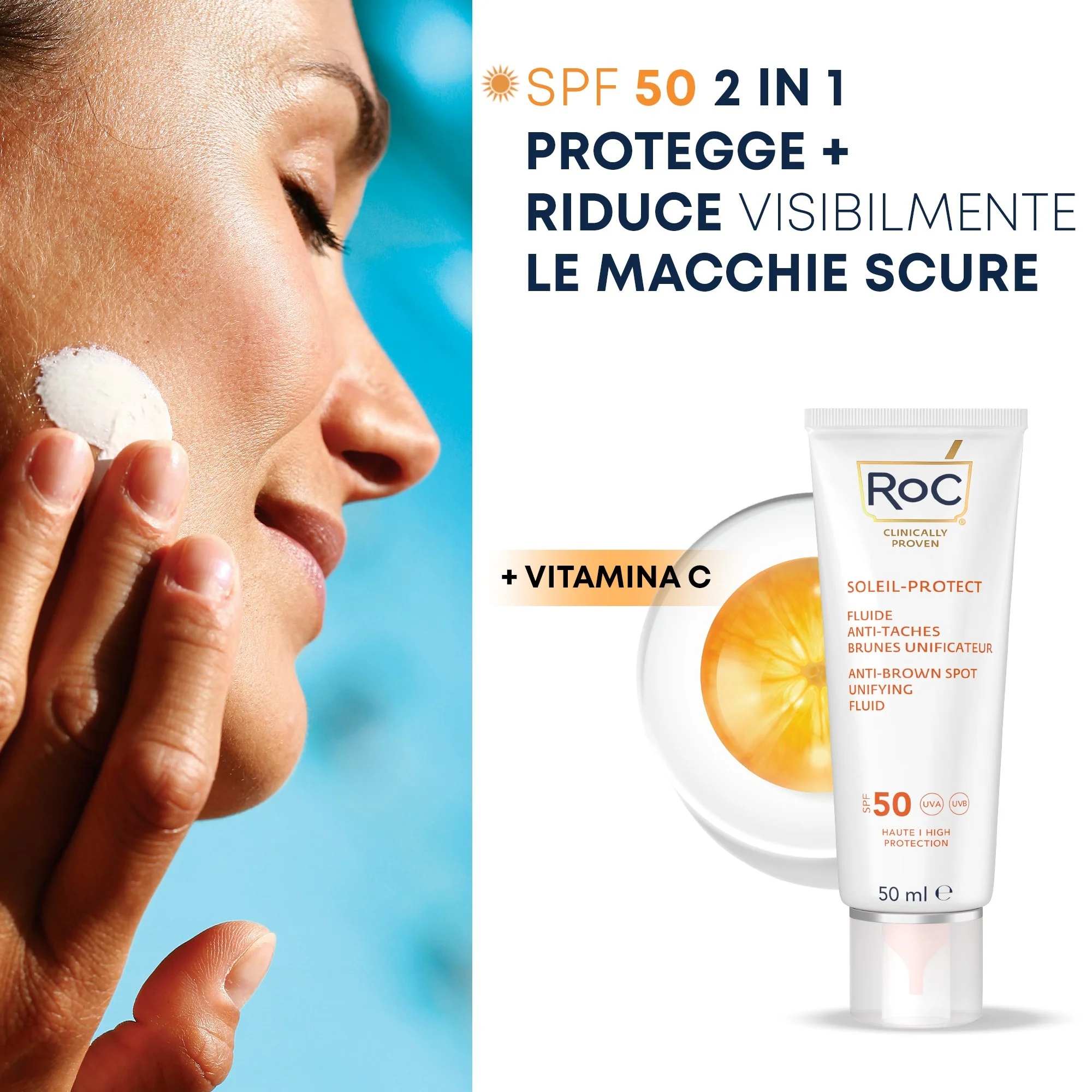 Soleil-Protect Fluido Facial Antimanchas SPF50 - Protector solar facial de alta protección.