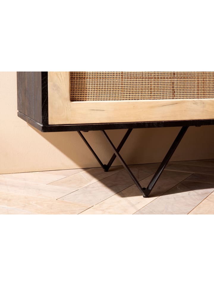 KADIMA DESIGN Sideboard 175x75x45cm Mango Massivholz/Rattan Kommode mit 3 Türen günstig kaufen onesize