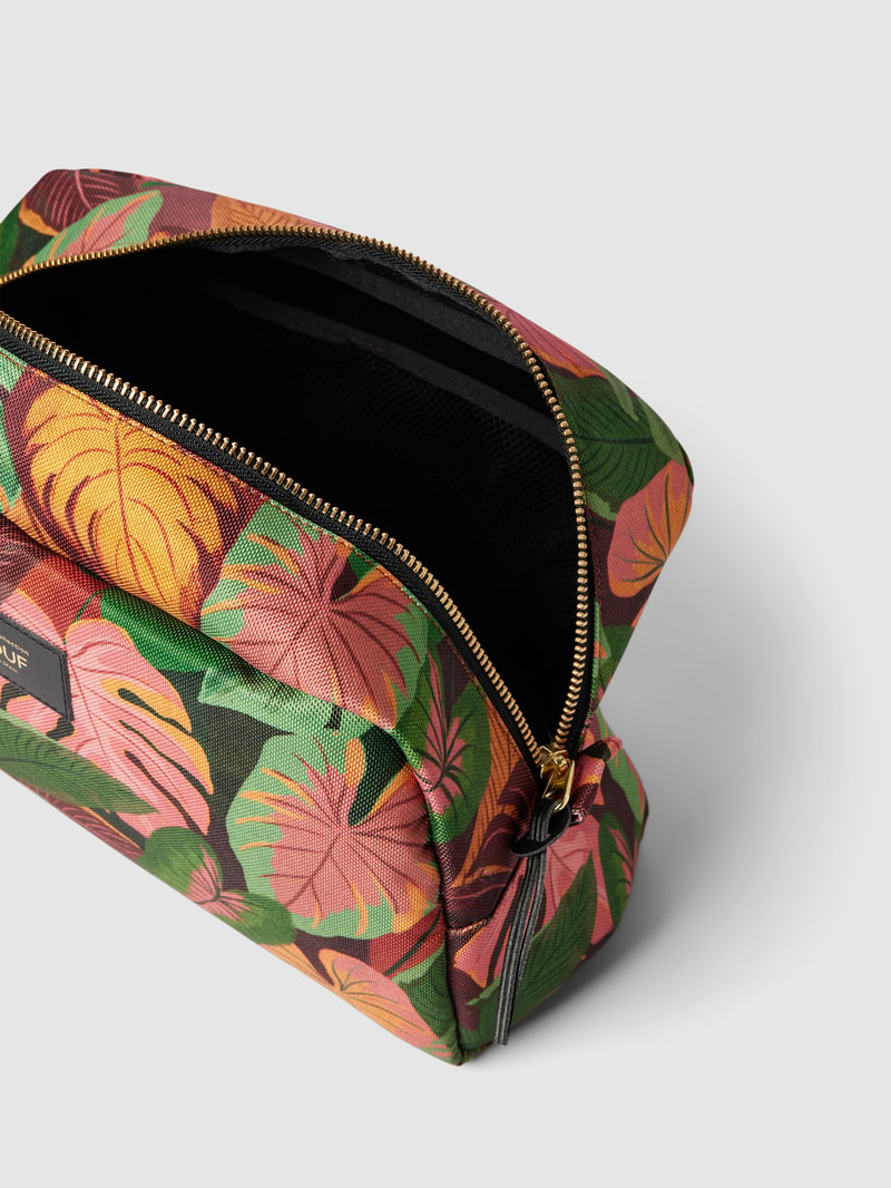 Kosmetiktasche mit Label-Patch Modell 'Mia' in olivgrün