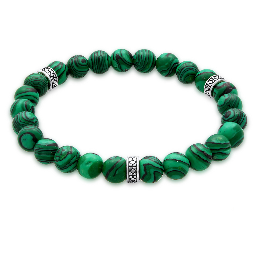 KUZZOI KUZZOI Bracelet Gentlemen Agate oxydée look vert mat 925 Bracelet
