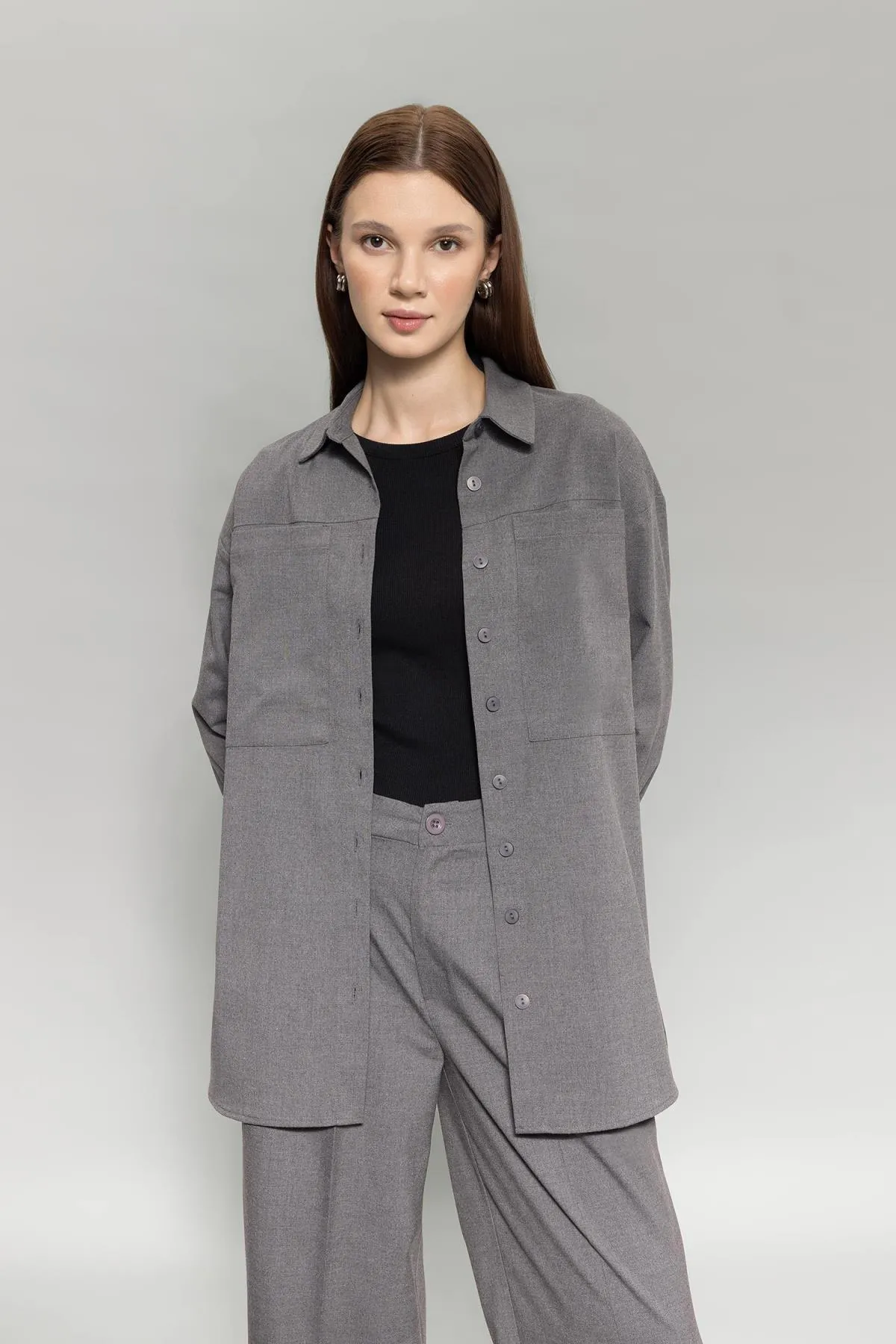 DeFacto  Relax Fit Gabardine Langarmhemd Tunika B0915ax23wn