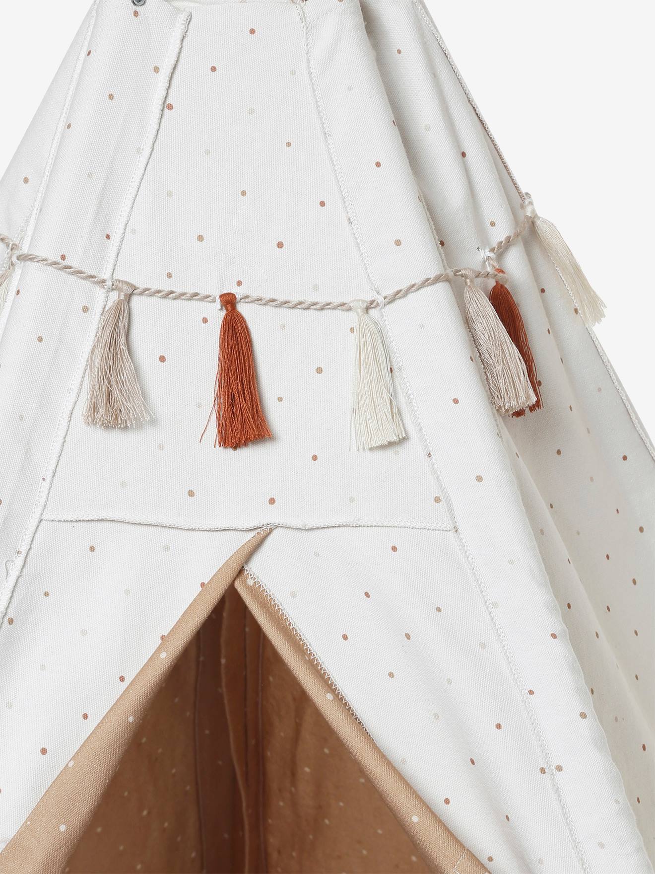 Vertbaudet Kinder Spielzelt GERONIMO, wendbares Tipi mit Holzstangen, FSC - mehrfarbig