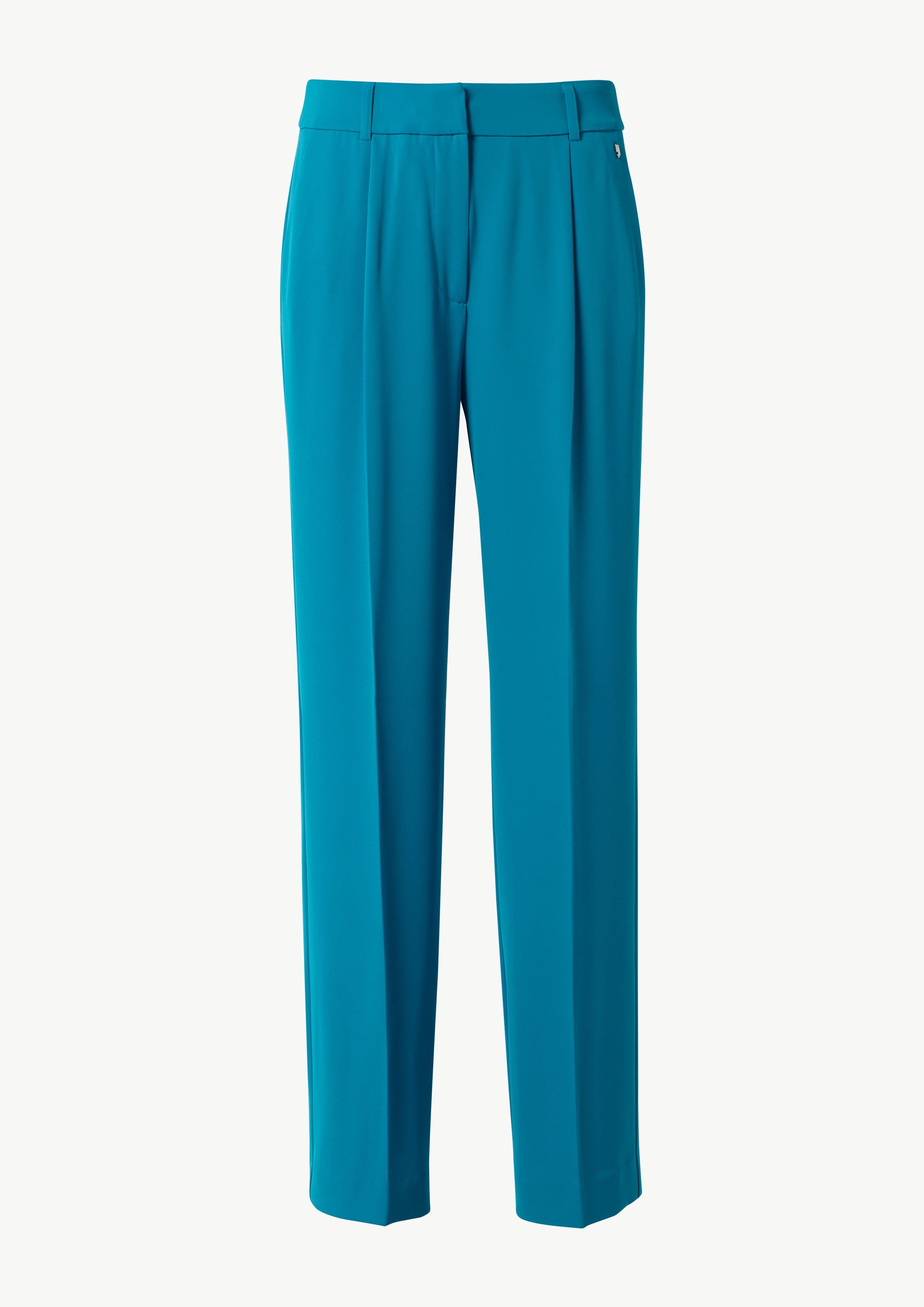 Fließende Wide-Leg-Hose mit Bügelfalten - ozeanblau