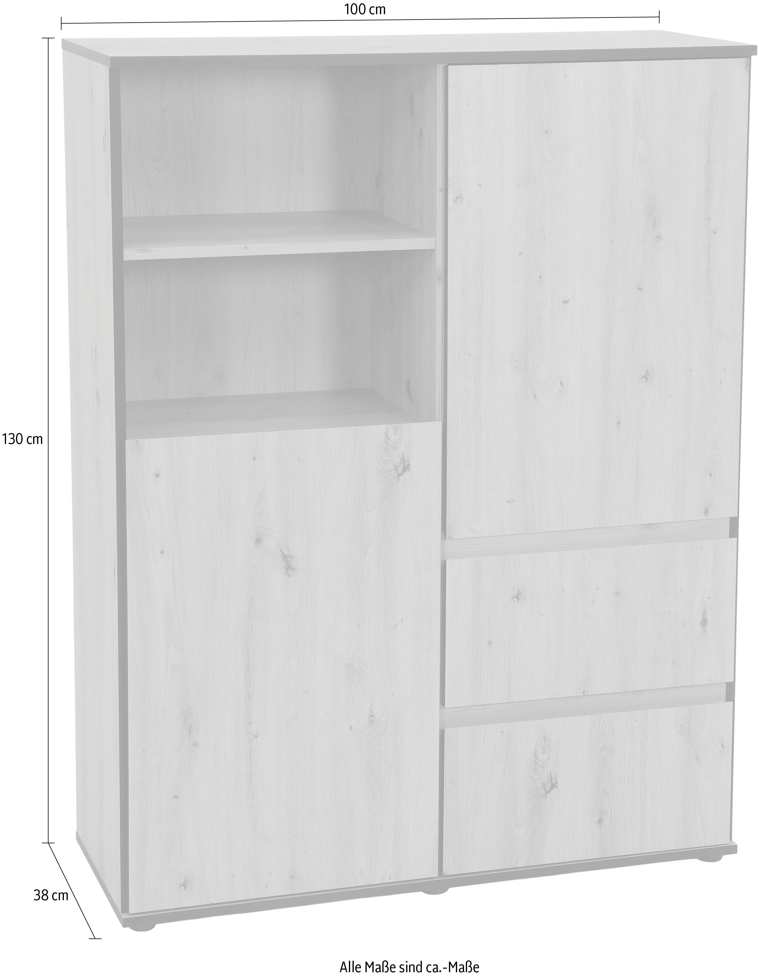 HELA Highboard Ariana, mit angeschrägten Griffmulden, Breite 100 cm