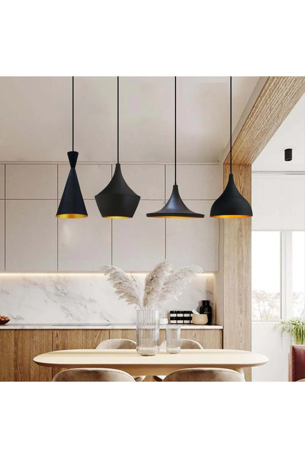 Bamyum  Esstischlampe Hängend 4 Flammig Pendelleuchte Set aus 2-3-4 Pendellampen Hängelampe Pendelleuchte