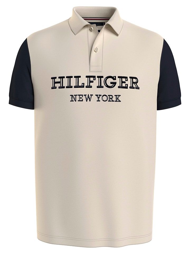Tommy Hilfiger Poloshirt in Beige/ Dunkelblau günstig kaufen