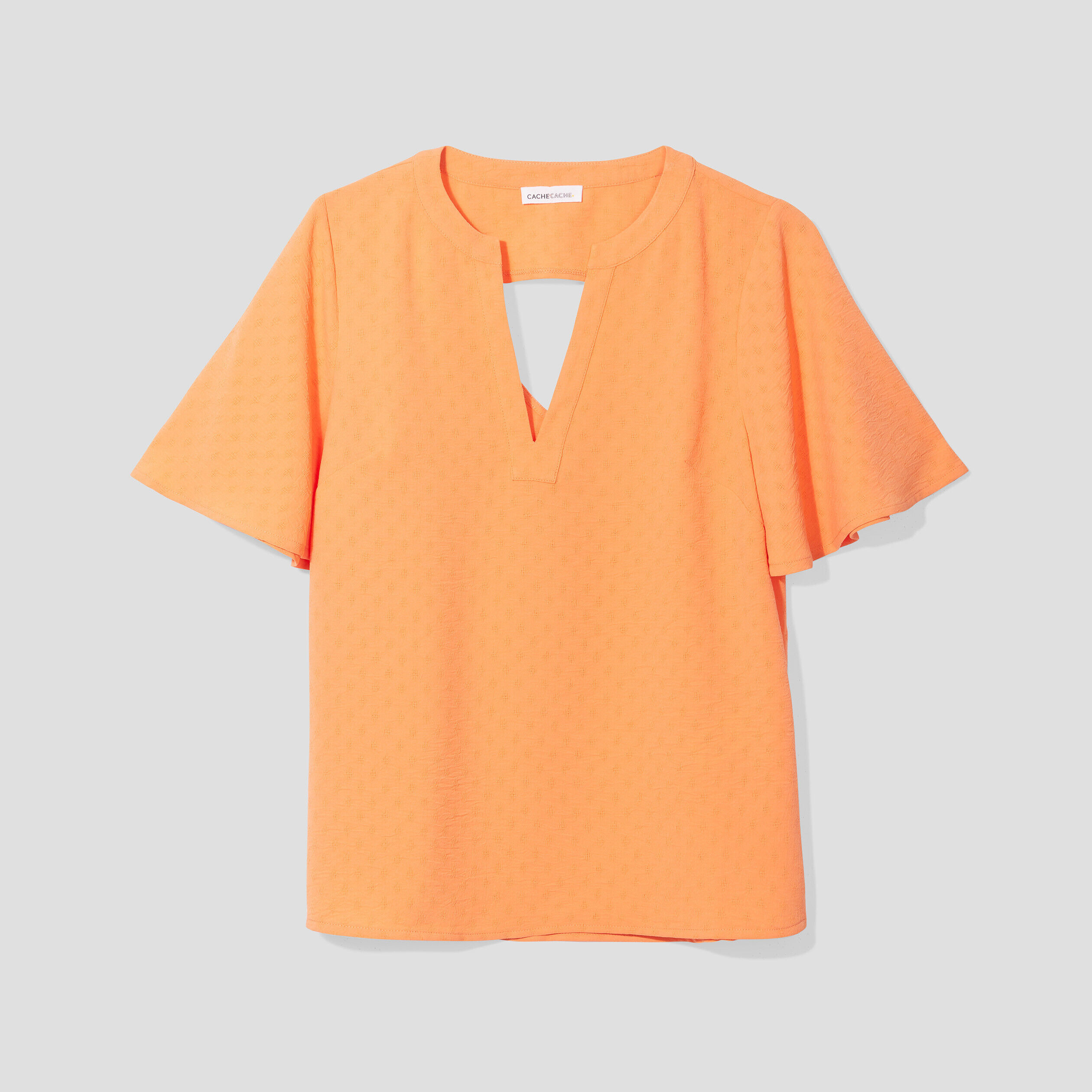 Blouse manches courtes orange corail femme | Cache Cache