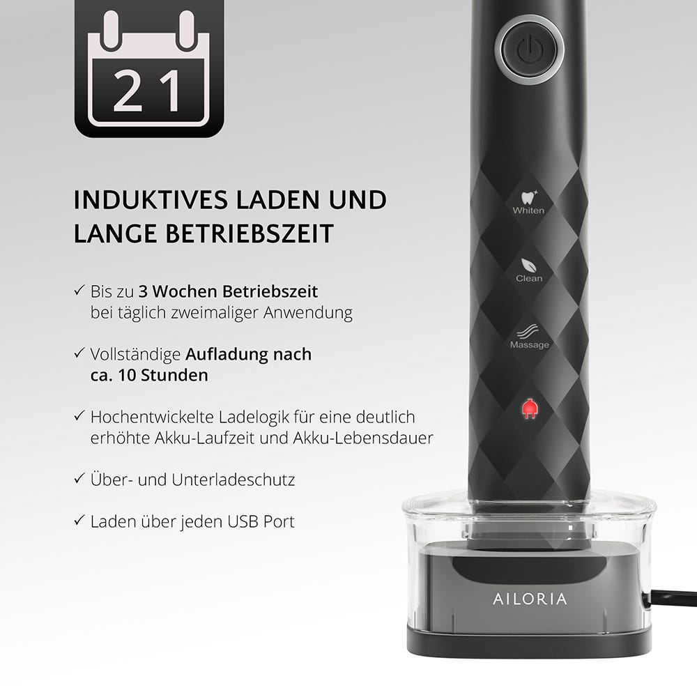 Ailoria Shine Bright Schallzahnbürste Schwarz