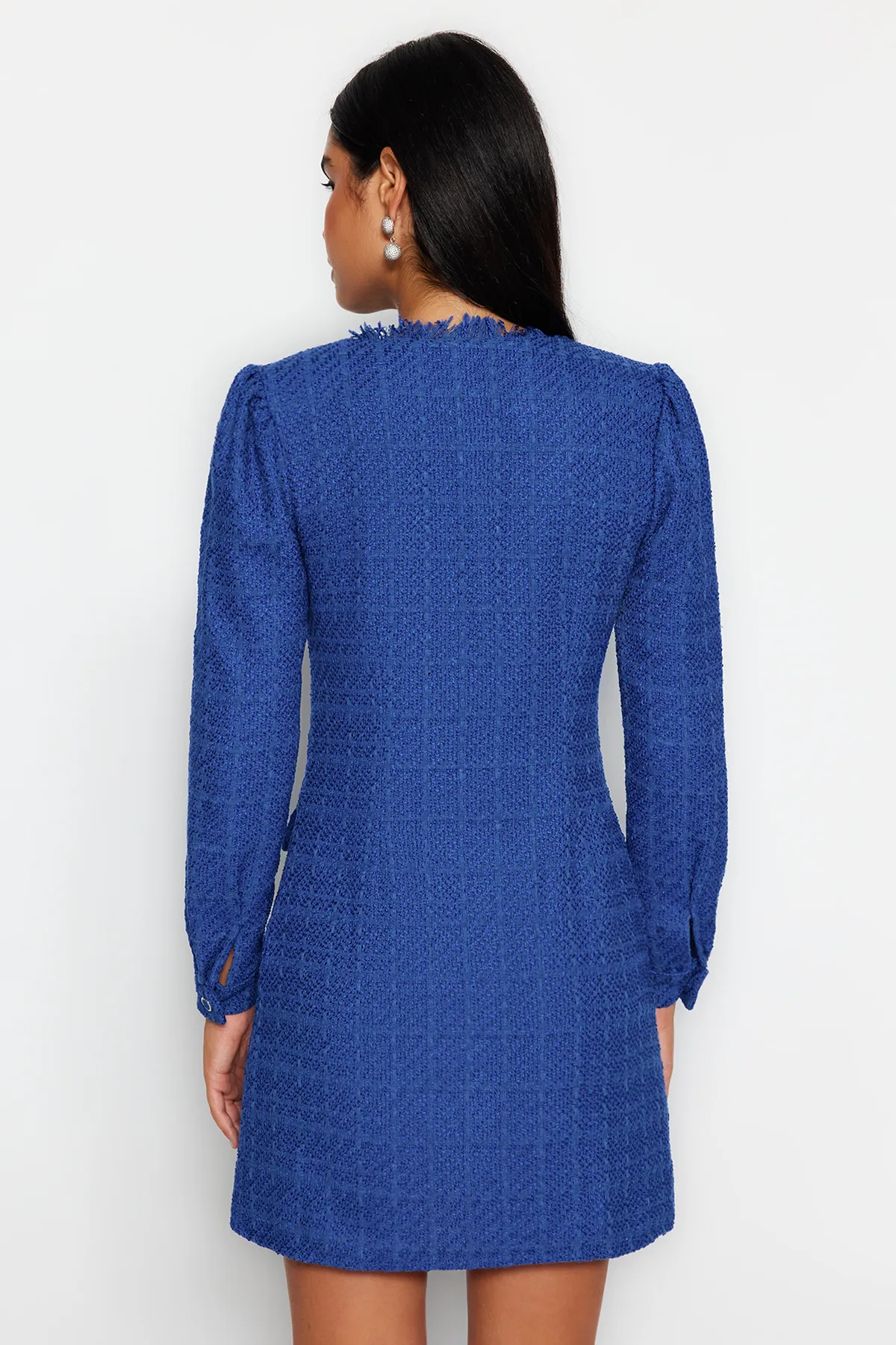 Trendyol Collection  Saks gerade geschnittenes Tweed-Jacken-Webkleid TWOAW24EL00405