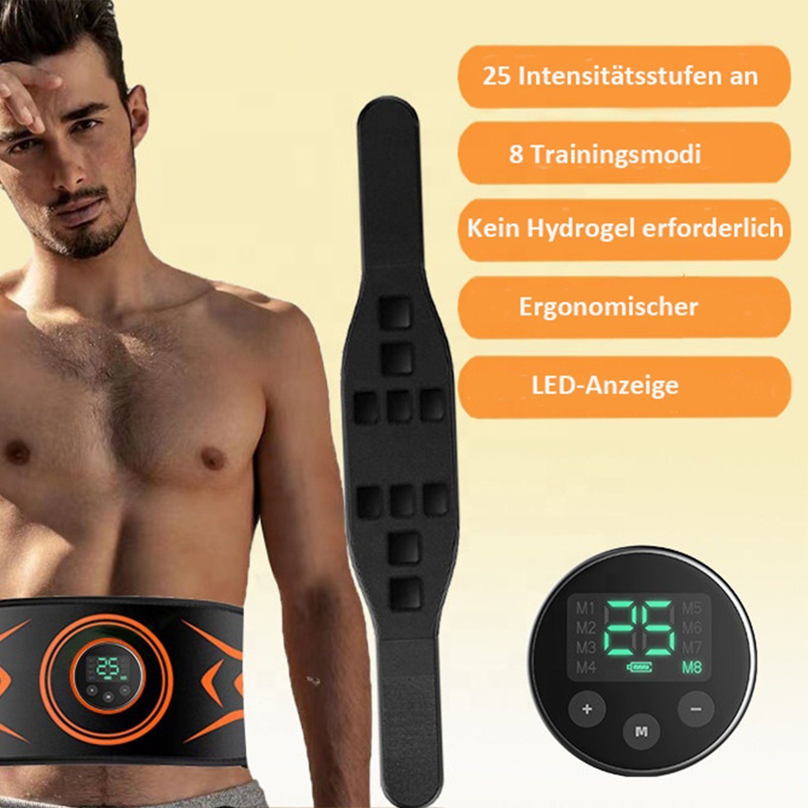 Aoucheni EMS-Bauchmuskeltrainer EMS Bauchtrainer, EMS Trainingsgerät, Bauchmuskel Gürtel, (für Männer und Frauen, Bauch Trainingsgerät für Zuhause), Stimulationsgerät Bauchmuskeln, Bauchmuskeltrainer